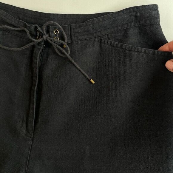 VTG 90s Talbots Irish Linen Blend High Waist Tapered Pants Black Womens 10 - Picture 5 of 11